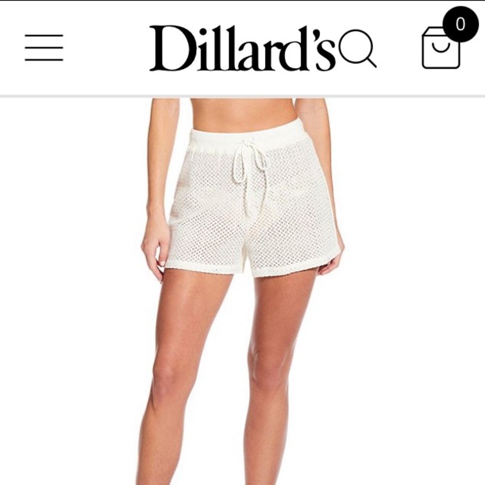 NWT✨Gianni Bini Crochet High Waisted Drawstring Cover-up Shorts Ivory Sz Medium!